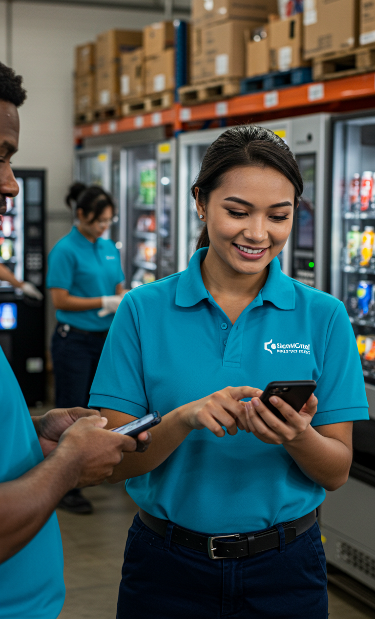 Modern smart vending machine in Ghana office setting
